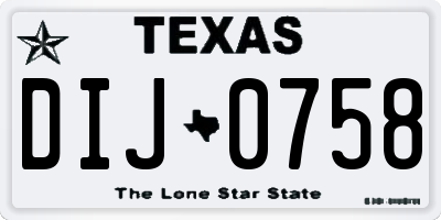 TX license plate DIJ0758
