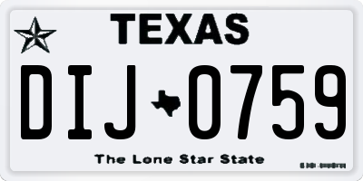 TX license plate DIJ0759