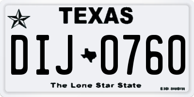 TX license plate DIJ0760