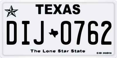 TX license plate DIJ0762