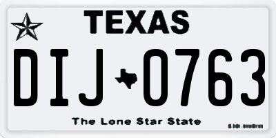 TX license plate DIJ0763