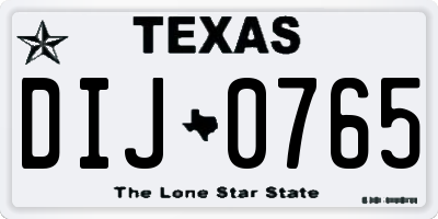 TX license plate DIJ0765