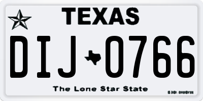 TX license plate DIJ0766