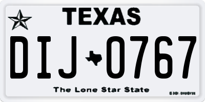 TX license plate DIJ0767