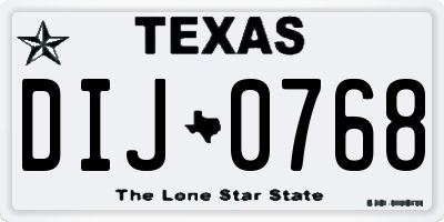 TX license plate DIJ0768