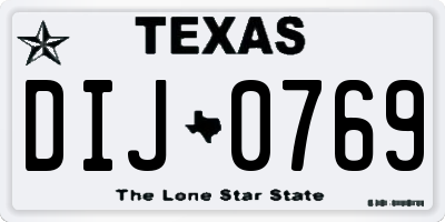 TX license plate DIJ0769