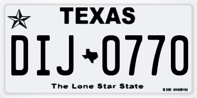 TX license plate DIJ0770