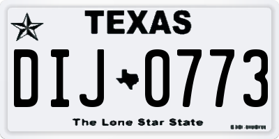 TX license plate DIJ0773