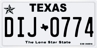 TX license plate DIJ0774