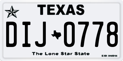 TX license plate DIJ0778