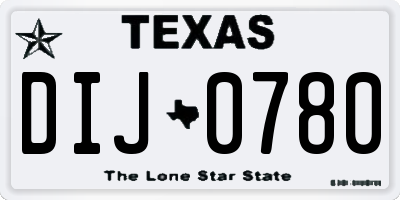 TX license plate DIJ0780
