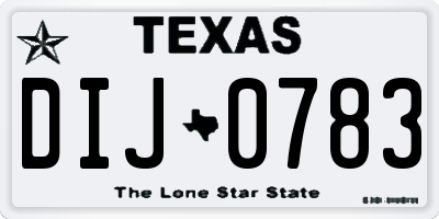 TX license plate DIJ0783