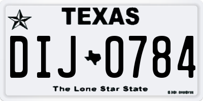 TX license plate DIJ0784