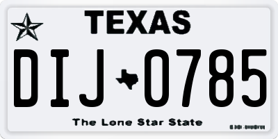 TX license plate DIJ0785
