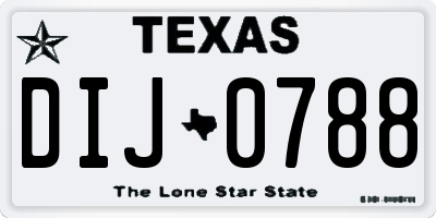 TX license plate DIJ0788