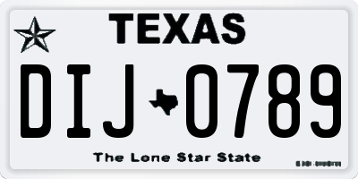 TX license plate DIJ0789