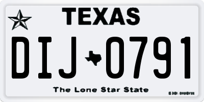 TX license plate DIJ0791
