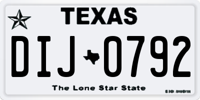 TX license plate DIJ0792