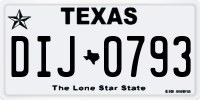 TX license plate DIJ0793