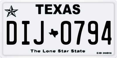 TX license plate DIJ0794
