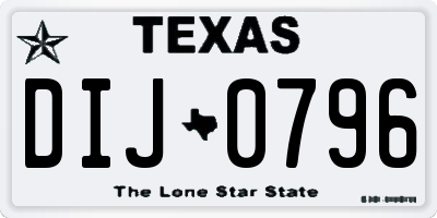 TX license plate DIJ0796