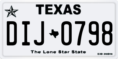 TX license plate DIJ0798
