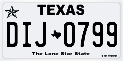 TX license plate DIJ0799