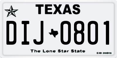 TX license plate DIJ0801