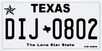 TX license plate DIJ0802