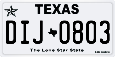 TX license plate DIJ0803