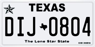 TX license plate DIJ0804