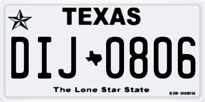 TX license plate DIJ0806