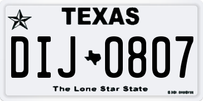 TX license plate DIJ0807