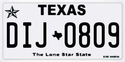 TX license plate DIJ0809