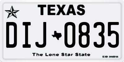 TX license plate DIJ0835