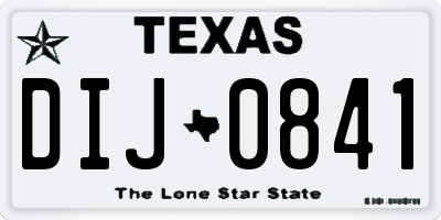 TX license plate DIJ0841