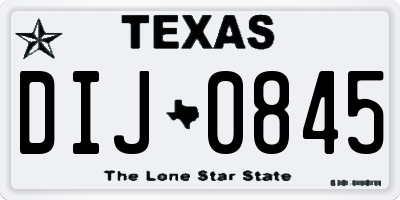 TX license plate DIJ0845