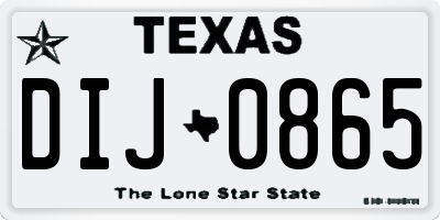 TX license plate DIJ0865