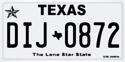 TX license plate DIJ0872