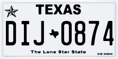 TX license plate DIJ0874