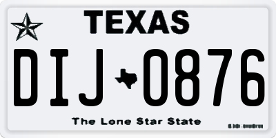 TX license plate DIJ0876
