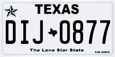 TX license plate DIJ0877