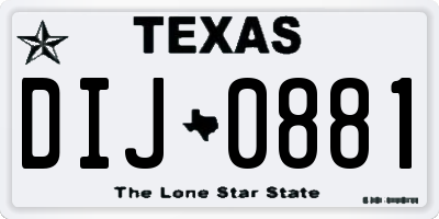 TX license plate DIJ0881