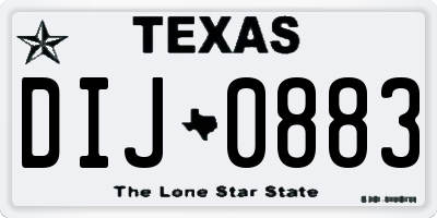 TX license plate DIJ0883