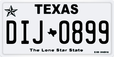 TX license plate DIJ0899