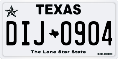 TX license plate DIJ0904