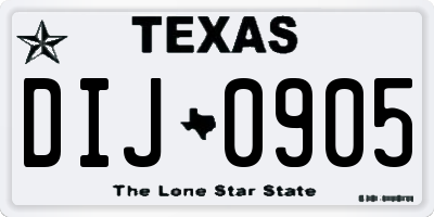 TX license plate DIJ0905