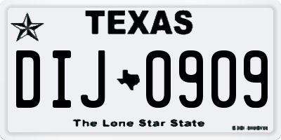 TX license plate DIJ0909