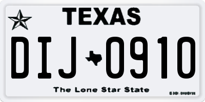 TX license plate DIJ0910