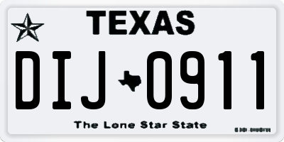 TX license plate DIJ0911